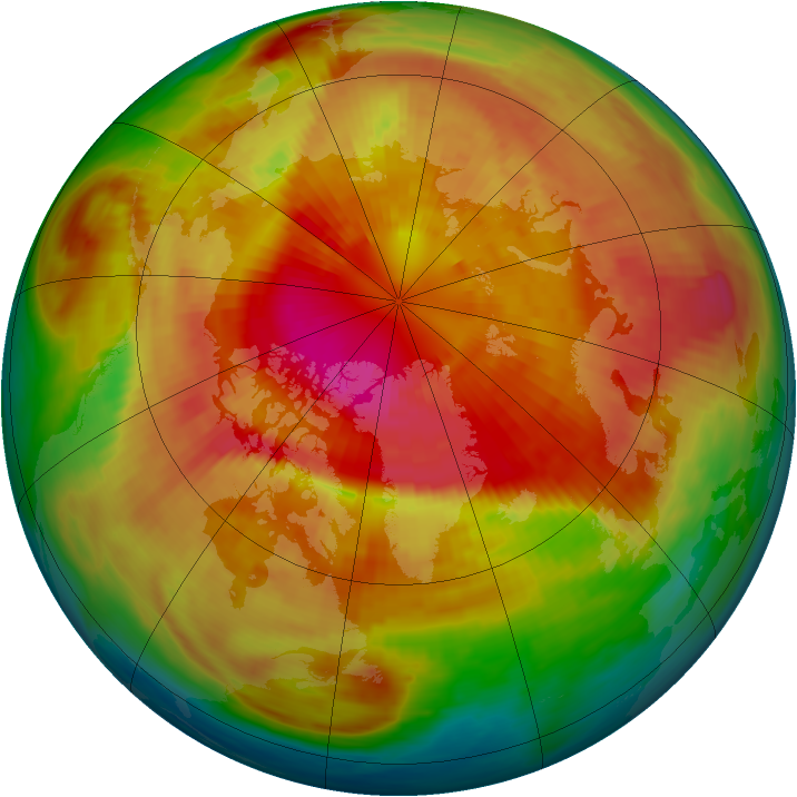 Arctic ozone map for 16 March 1988
